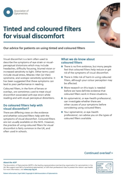 Tinted and Coloured Filters for Visual Discomfort
